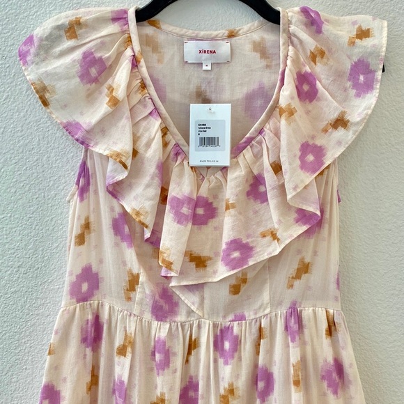 NWT✨XÍRENA Abstract Print Tiered Cotton Dress LILAC IKAT Sz Medium - Picture 14 of 17